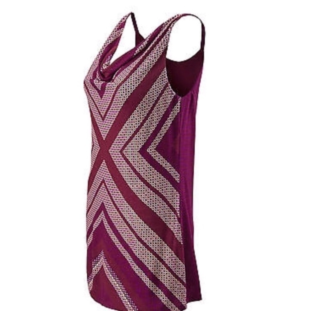 CAbi #3084 printed draped geometric pink tank S
